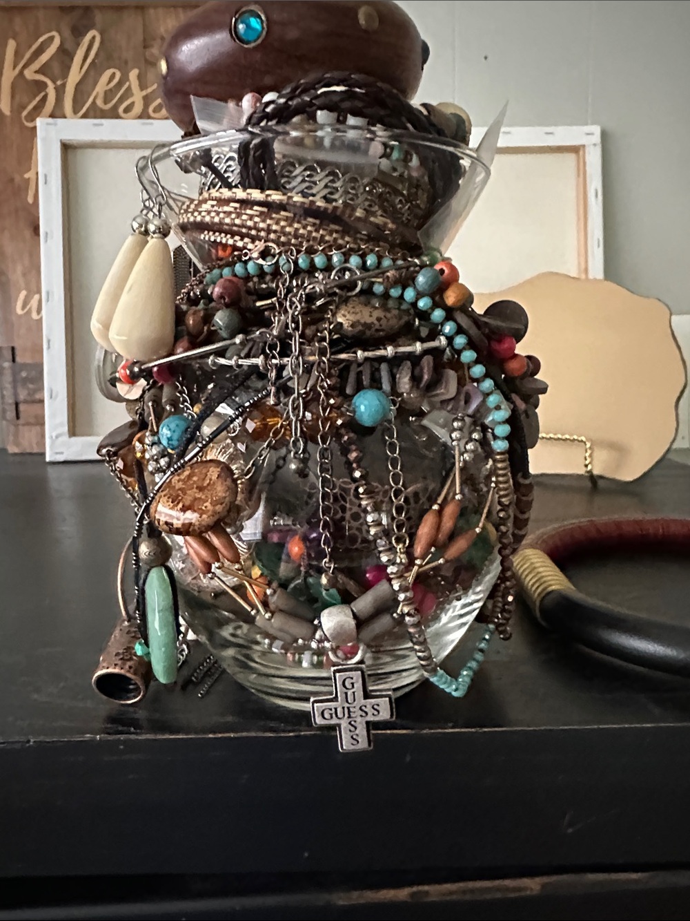 Boho Mystery Jar in shades of brown and green. Western, Boho, inspired.